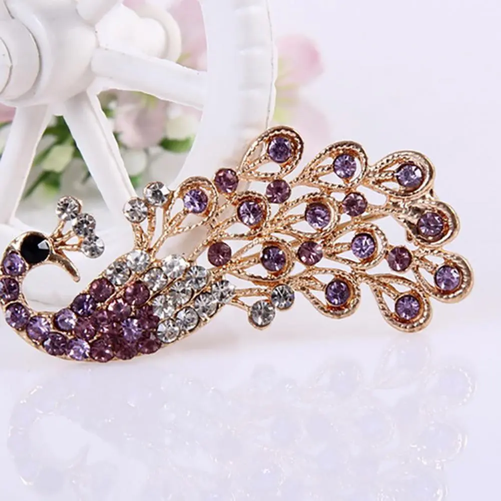 Crystal Rhinestones Peacock Pins and Brooches Shiny Peacock Women Dress Party DIY Wedding Bouquets Jewelry Rhinestone Brooch