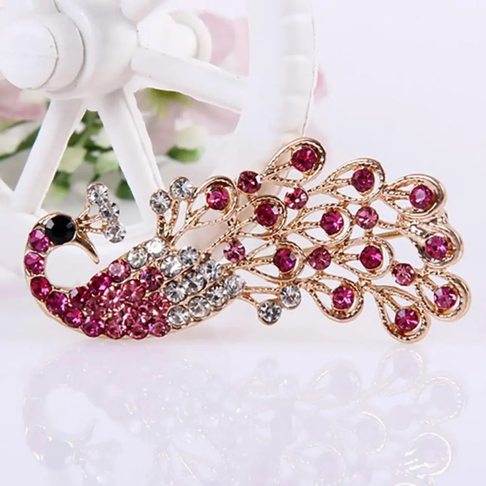 Crystal Rhinestones Peacock Pins and Brooches Shiny Peacock Women Dress Party DIY Wedding Bouquets Jewelry Rhinestone Brooch