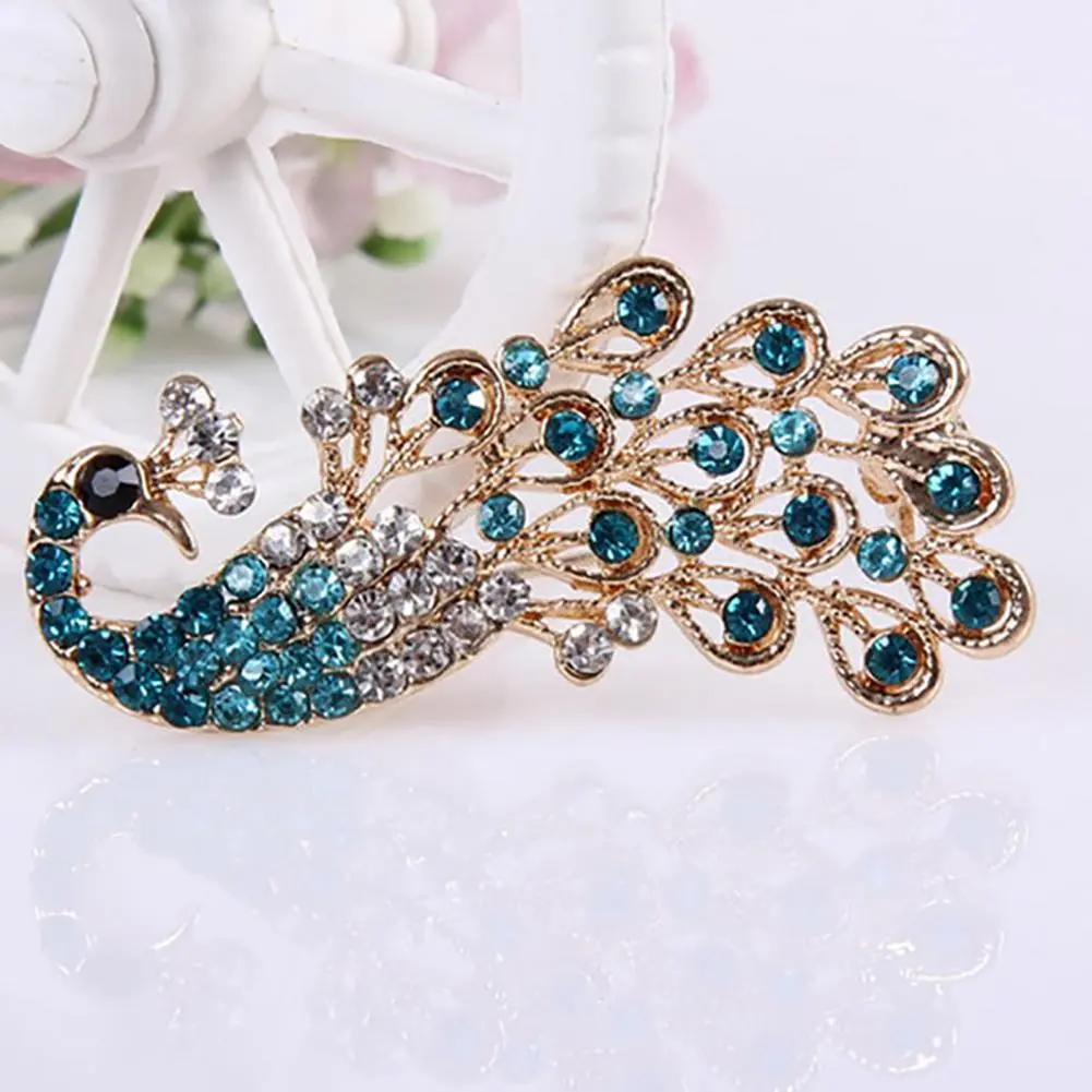 Crystal Rhinestones Peacock Pins and Brooches Shiny Peacock Women Dress Party DIY Wedding Bouquets Jewelry Rhinestone Brooch