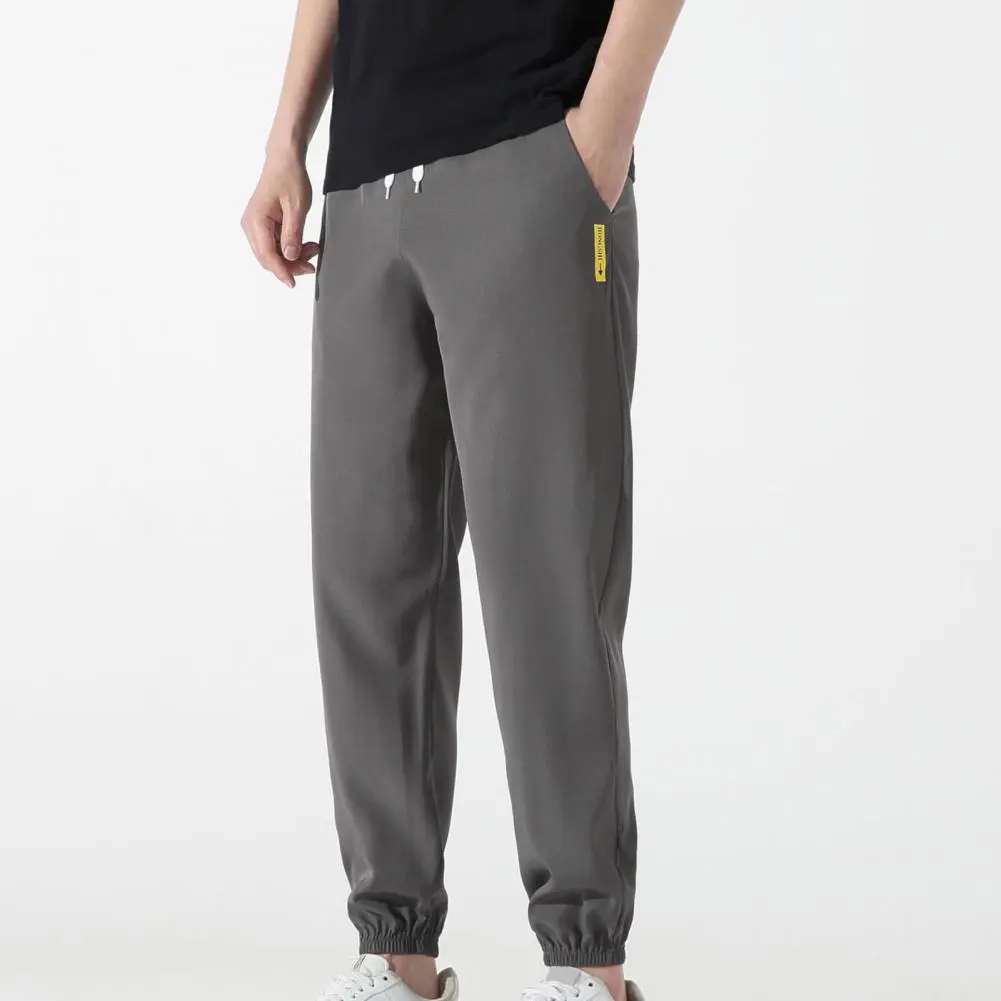 Casual Men Sweatpants Sports Pants Korean Style Ankle Tied Summer Drawstring Pockets Trousers Jogging Pants Pantalones Hombre