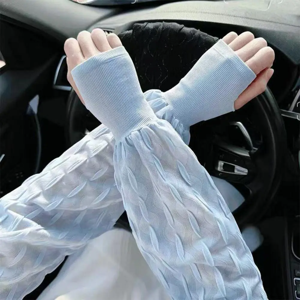 Ice Arm Guard Comfortable Arm Uv Sun Protection Arm Sleeves for Men Women Ribbed Cuff Ice Silk Covers for Outdoor for Golf
