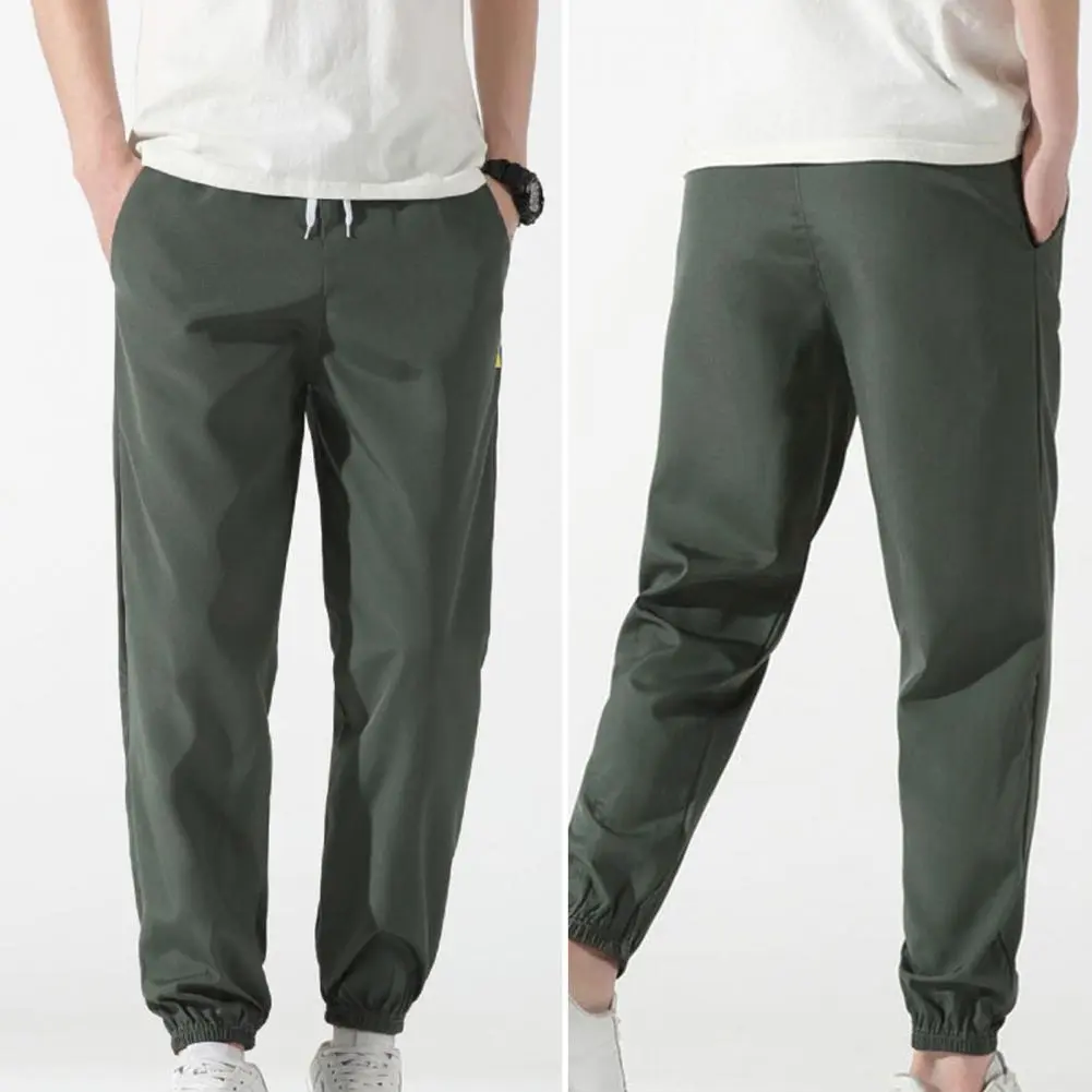 Casual Men Sweatpants Sports Pants Korean Style Ankle Tied Summer Drawstring Pockets Trousers Jogging Pants Pantalones Hombre