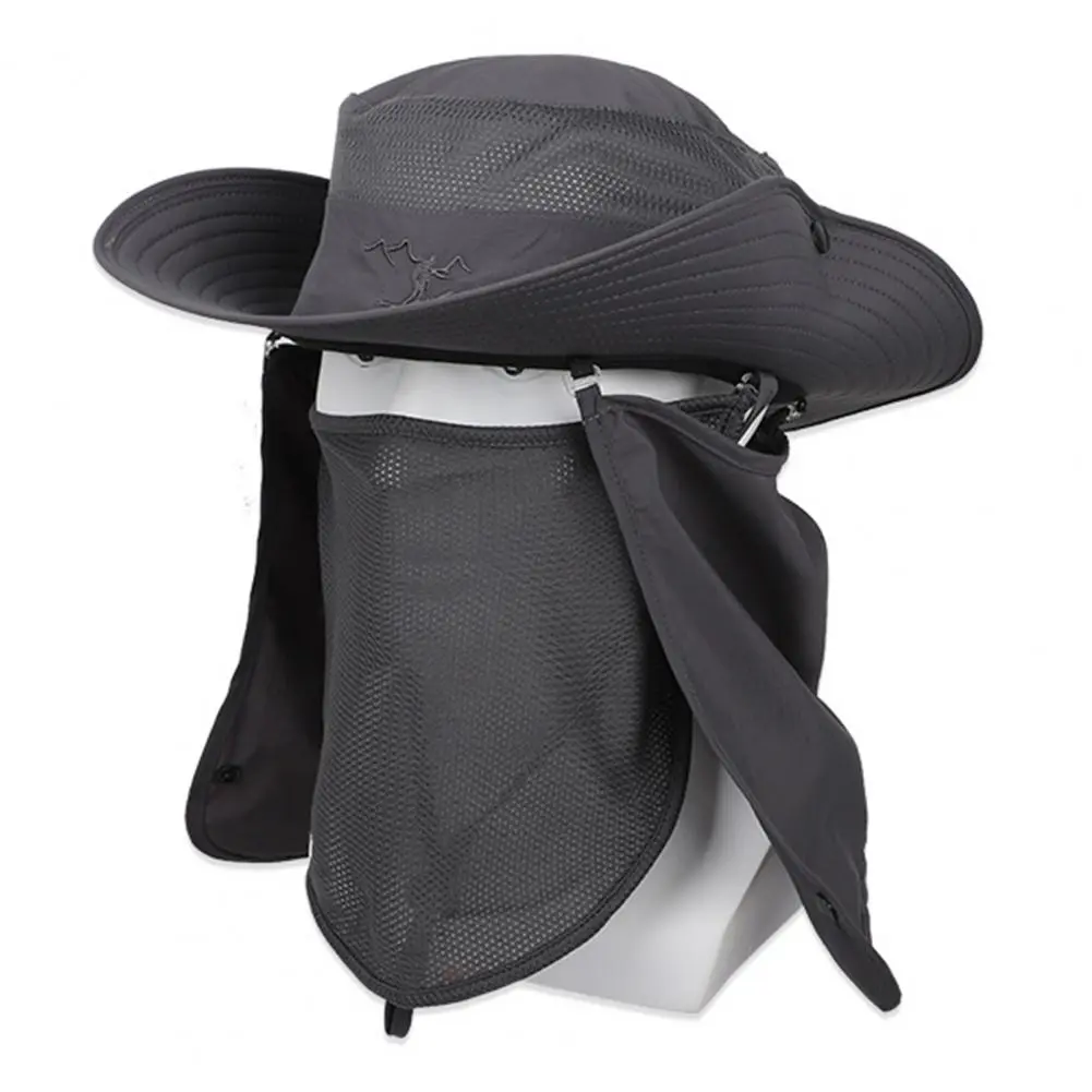 Anti-uv Sun Hat Wide-brimmed Sun Hat Outdoor Sun Hat with Windproof Rope 360-degree Sunshade System Face Guard for Ultimate