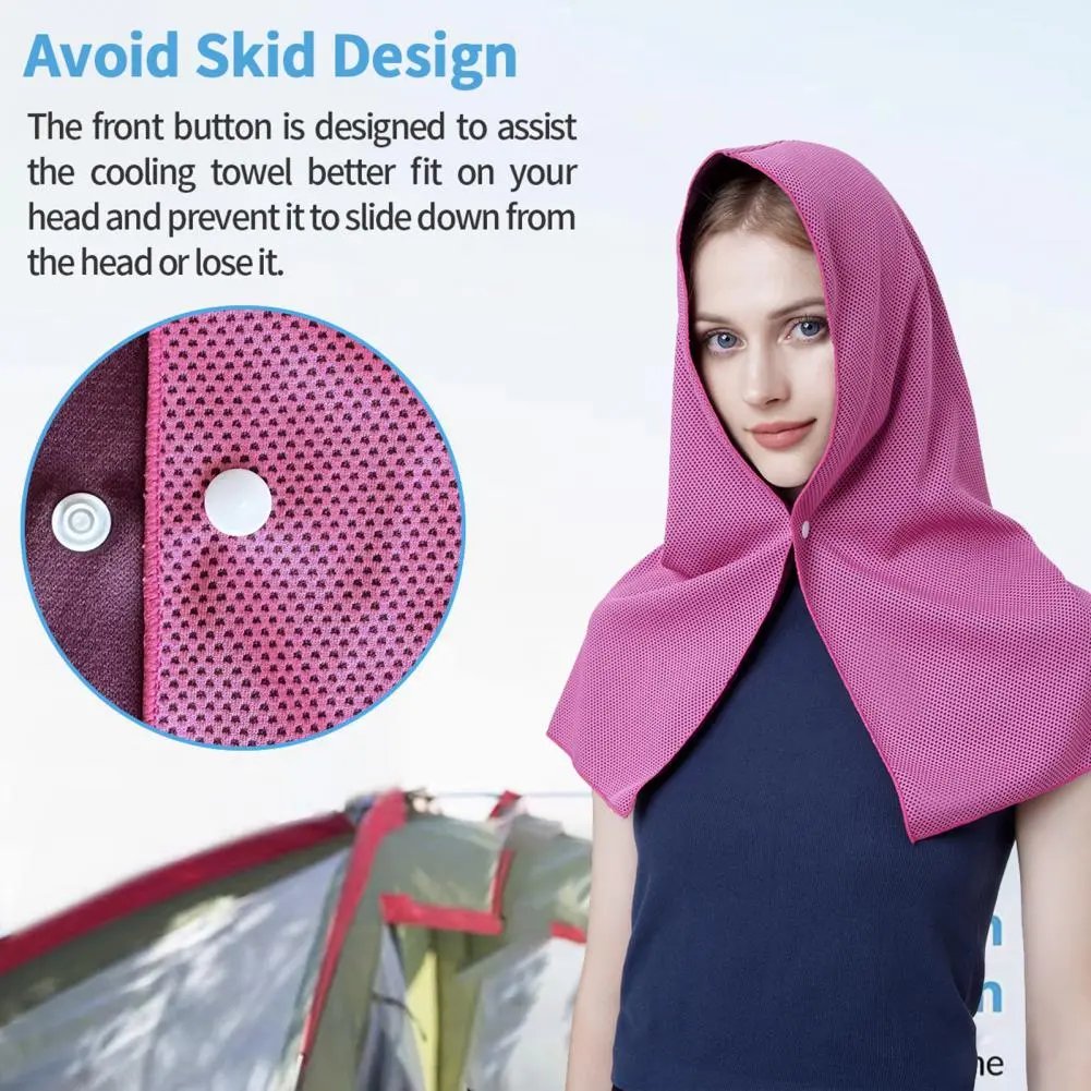 Cycling Towel Swim Towel Quick Dry Hooded Headscarf with Uv Protection Button Closure Portable Unisex Gym Towel for Instant