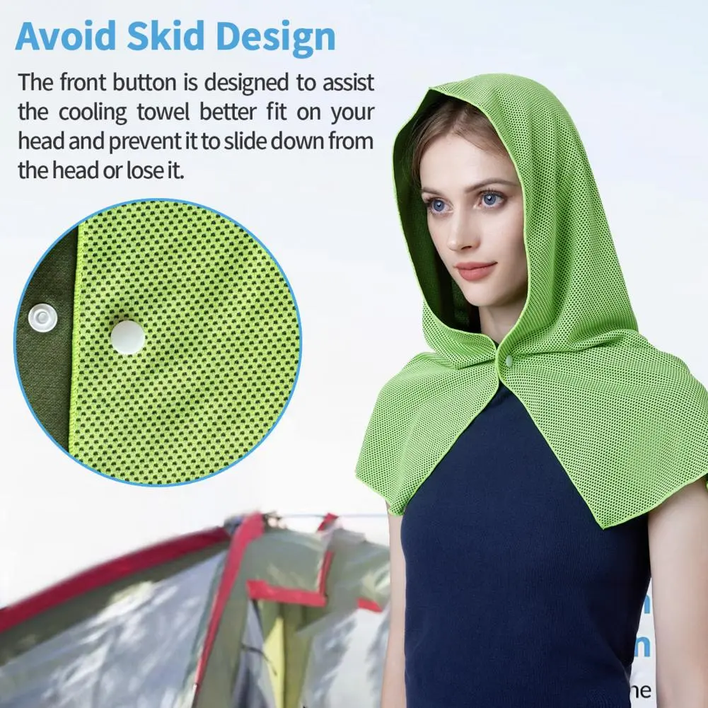 Cycling Towel Swim Towel Quick Dry Hooded Headscarf with Uv Protection Button Closure Portable Unisex Gym Towel for Instant