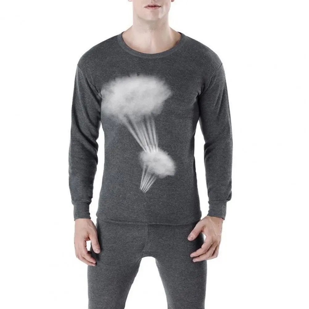 Fleece O neck Long Johns And Tops Winter Thermal Underwear Set Men's Thickening Cold Bottoming Shirt Set Nighty Suit