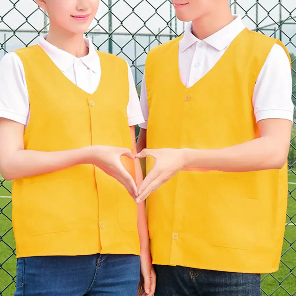 Unisex Vest Jacket Single-breasted V-Neck Sleeveless Work Uniform With Pocket Protective Volunteer Work Vest For Men women