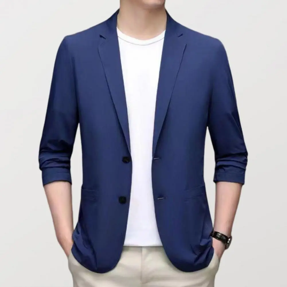 2025 M-4XL Men Suit Coat Lapel Long Sleeve Single Breasted Suit Jacket Solid Color Pockets Business Formal Suit Coat Workwear