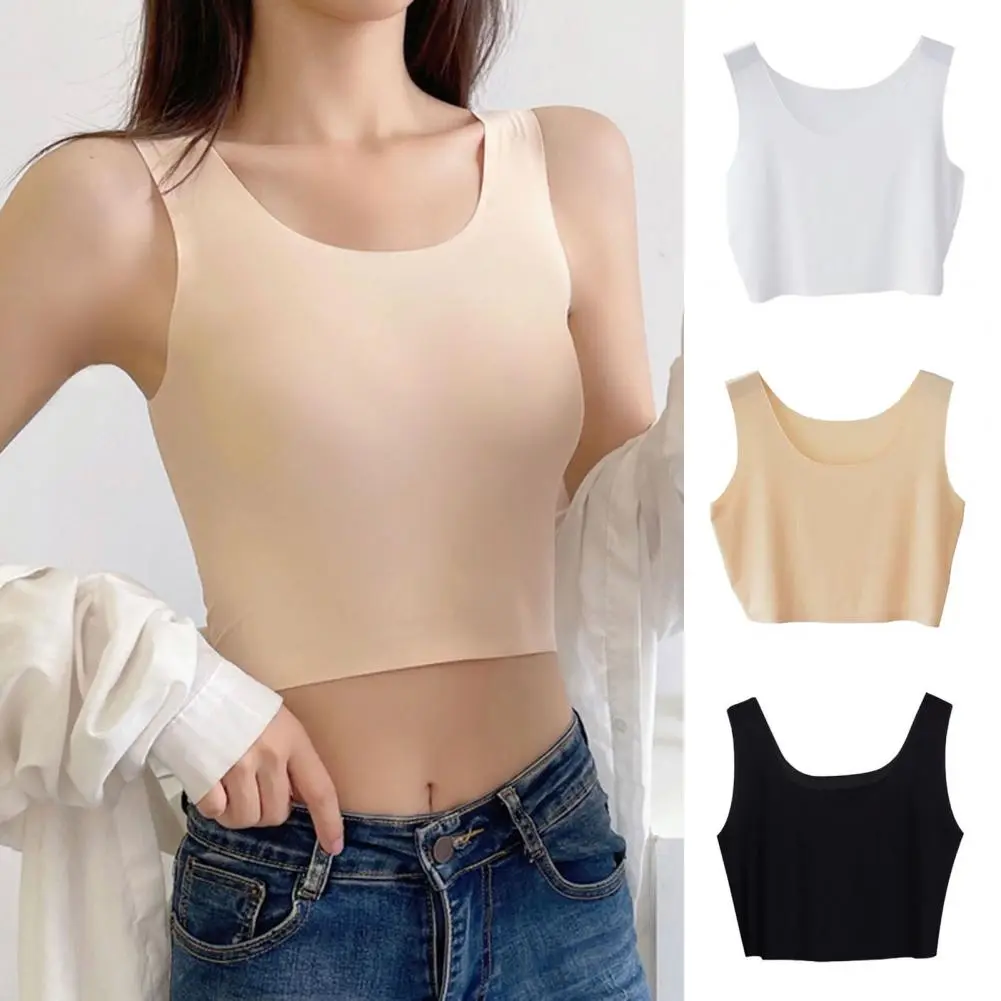 Stretchy Nylon Vest Elastic Sleeveless Vest Elastic Cooling Sleeveless Camisoles Women's Silky Tank Tops Seamless Ice for Summer