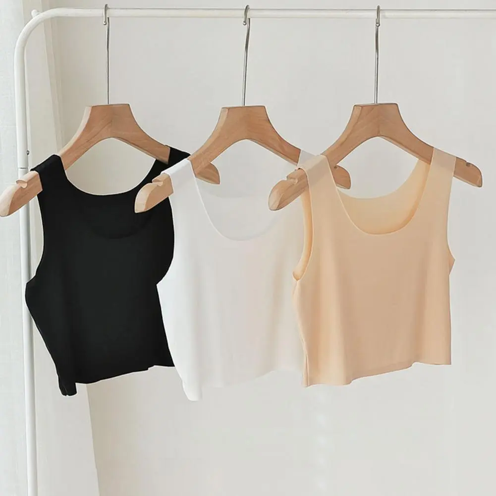 Stretchy Nylon Vest Elastic Sleeveless Vest Elastic Cooling Sleeveless Camisoles Women's Silky Tank Tops Seamless Ice for Summer