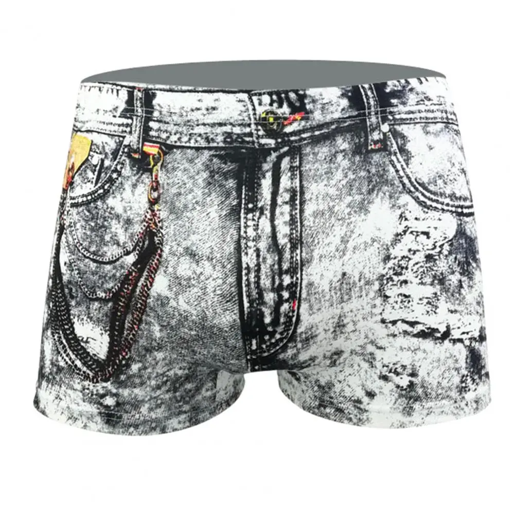 Funny Fake Jeans Men Boxer Briefs 3D Cowboy Printed Dollars Pocket Men Underpants Stretchy Boxer Panties Short Boxer Underwear