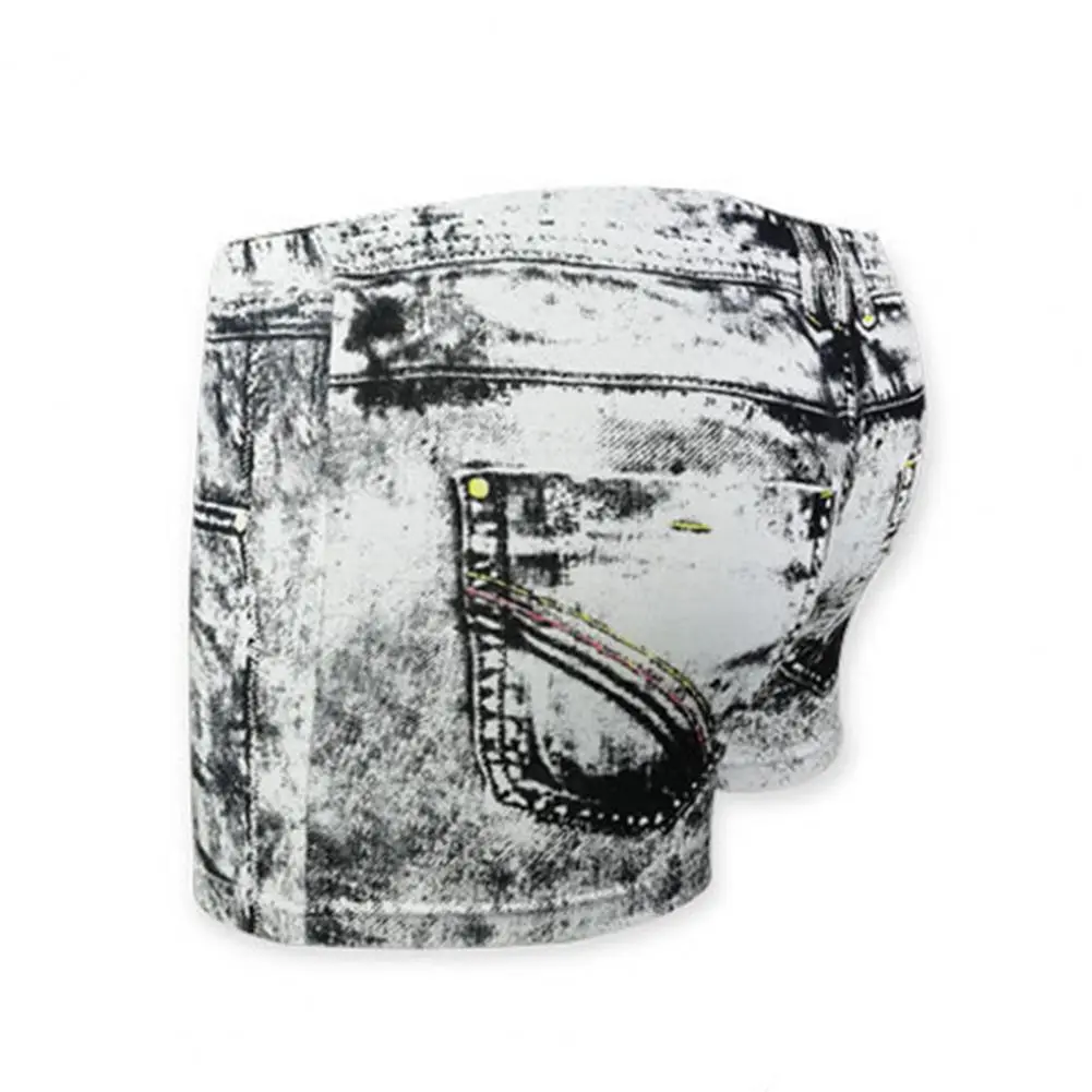 Funny Fake Jeans Men Boxer Briefs 3D Cowboy Printed Dollars Pocket Men Underpants Stretchy Boxer Panties Short Boxer Underwear