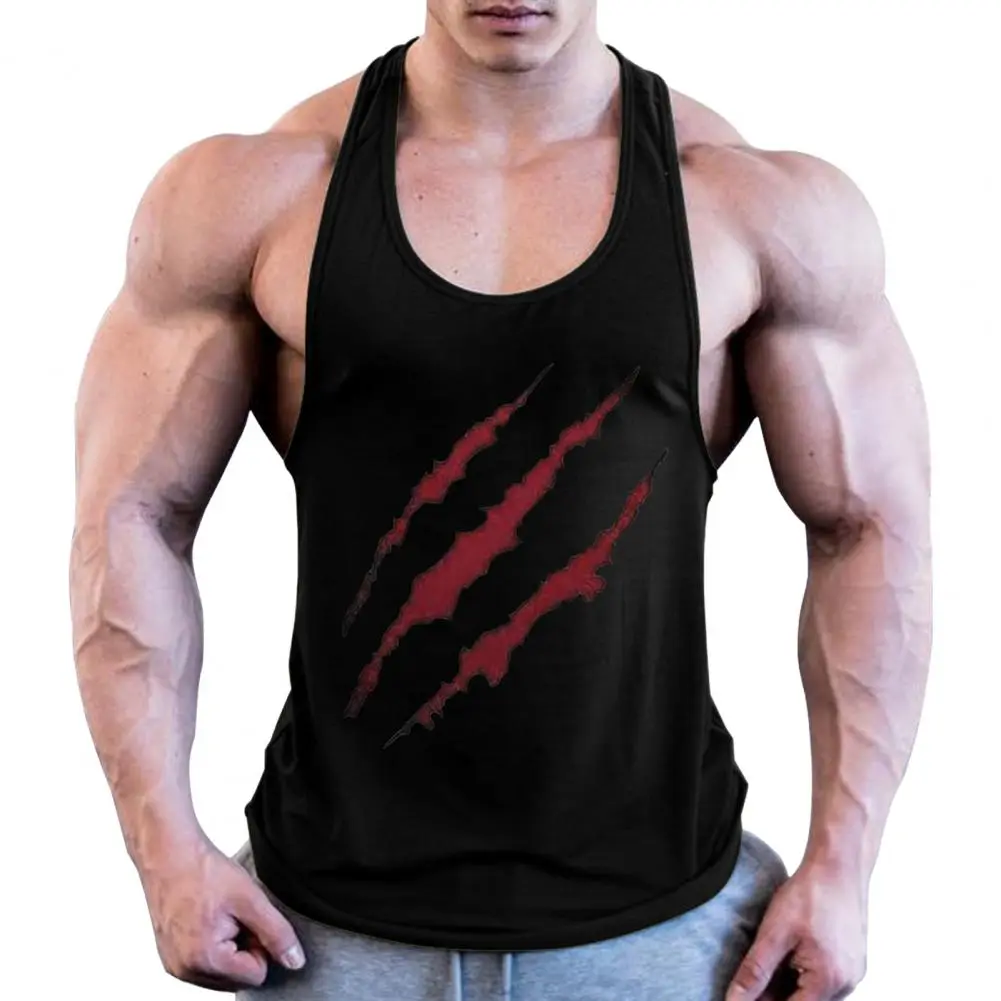 Paw Print Fitness Vest Exercise Muscle Men Tank Top  O-neck Sleeveless Loose Quick-Drying Blood Print  Sports Vest Workout Tank
