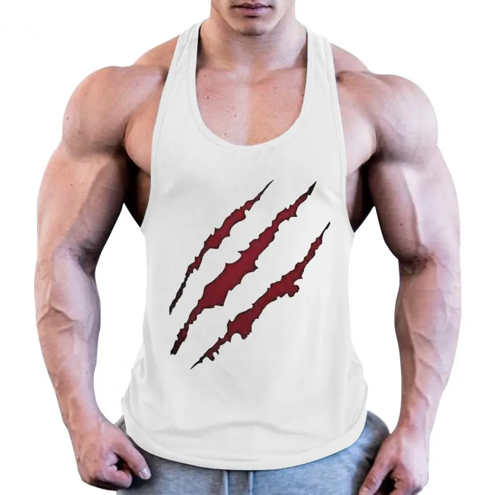 Paw Print Fitness Vest Exercise Muscle Men Tank Top  O-neck Sleeveless Loose Quick-Drying Blood Print  Sports Vest Workout Tank