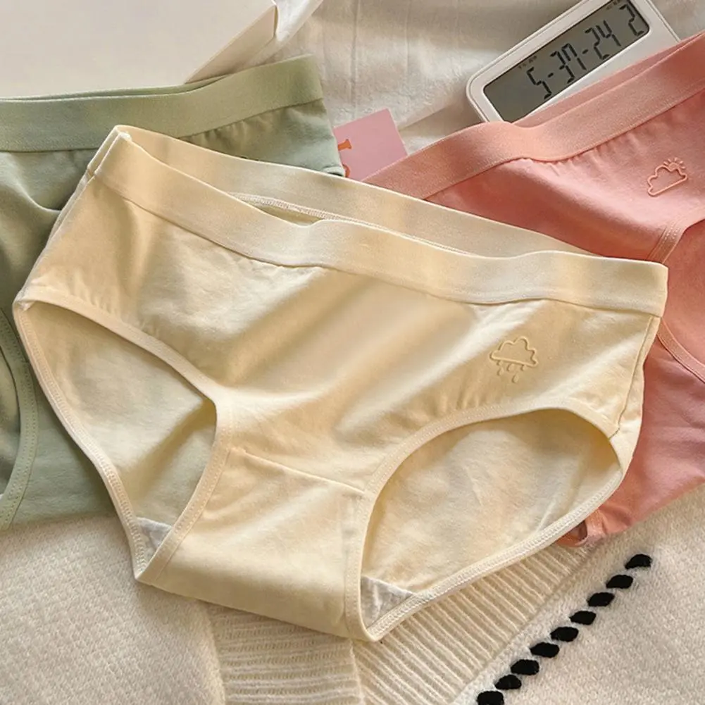 Stretchy Panties Women Briefs Soft Breathable Women's Cotton Underwear Mid Waist Full Coverage Briefs Panties Stretchy for Girls
