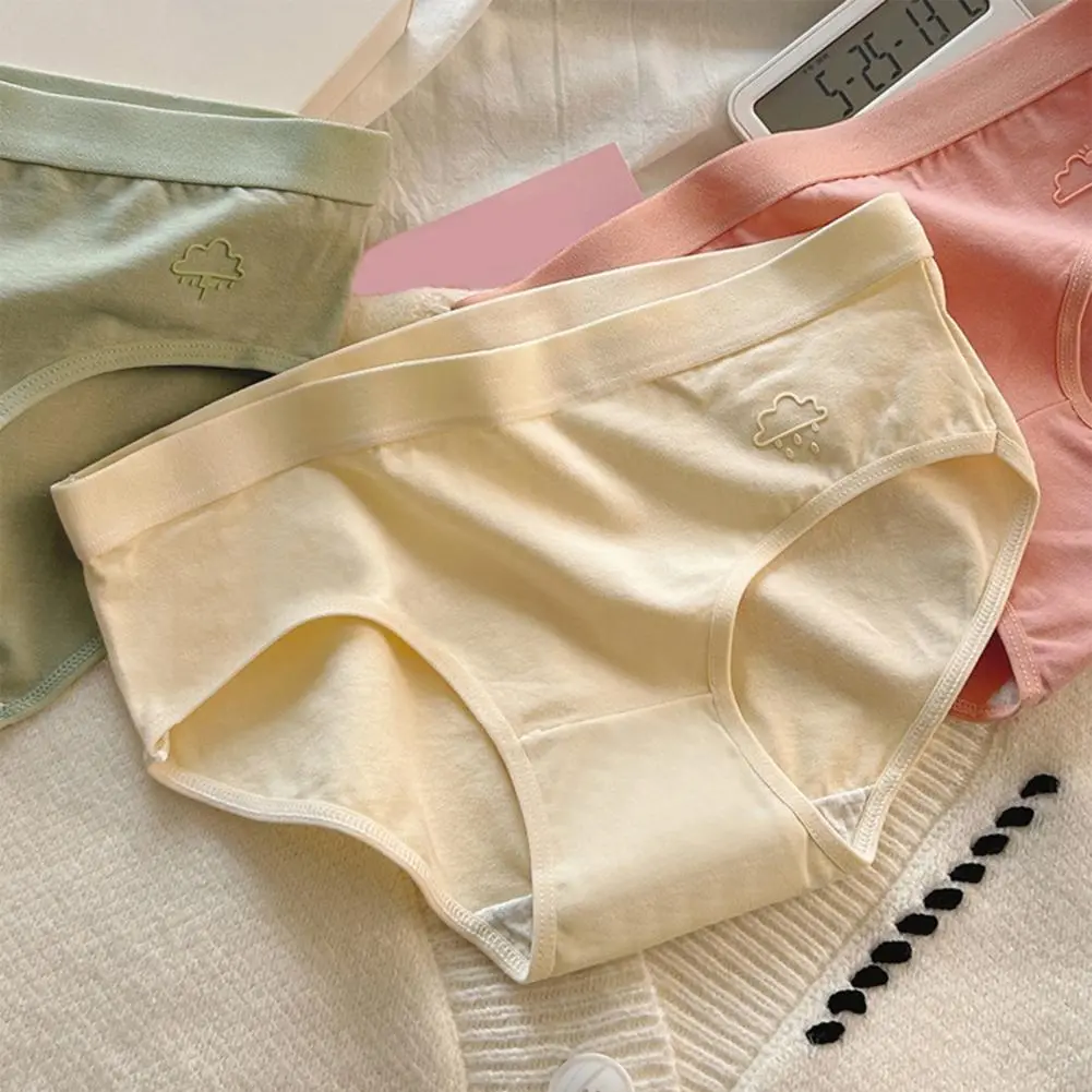 Stretchy Panties Women Briefs Soft Breathable Women's Cotton Underwear Mid Waist Full Coverage Briefs Panties Stretchy for Girls