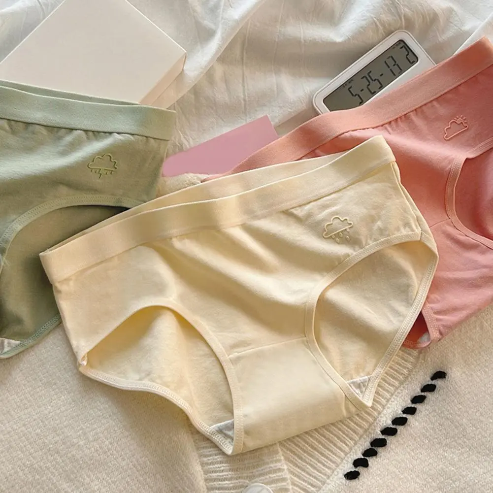 Stretchy Panties Women Briefs Soft Breathable Women's Cotton Underwear Mid Waist Full Coverage Briefs Panties Stretchy for Girls