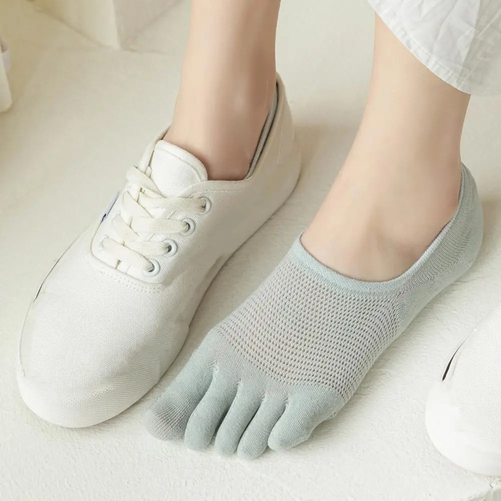 Sweat-absorbent Socks Lightweight Toe Socks Women's Non-slip Breathable Toe Socks Summer Cotton Low Cut No for Sweat-absorption