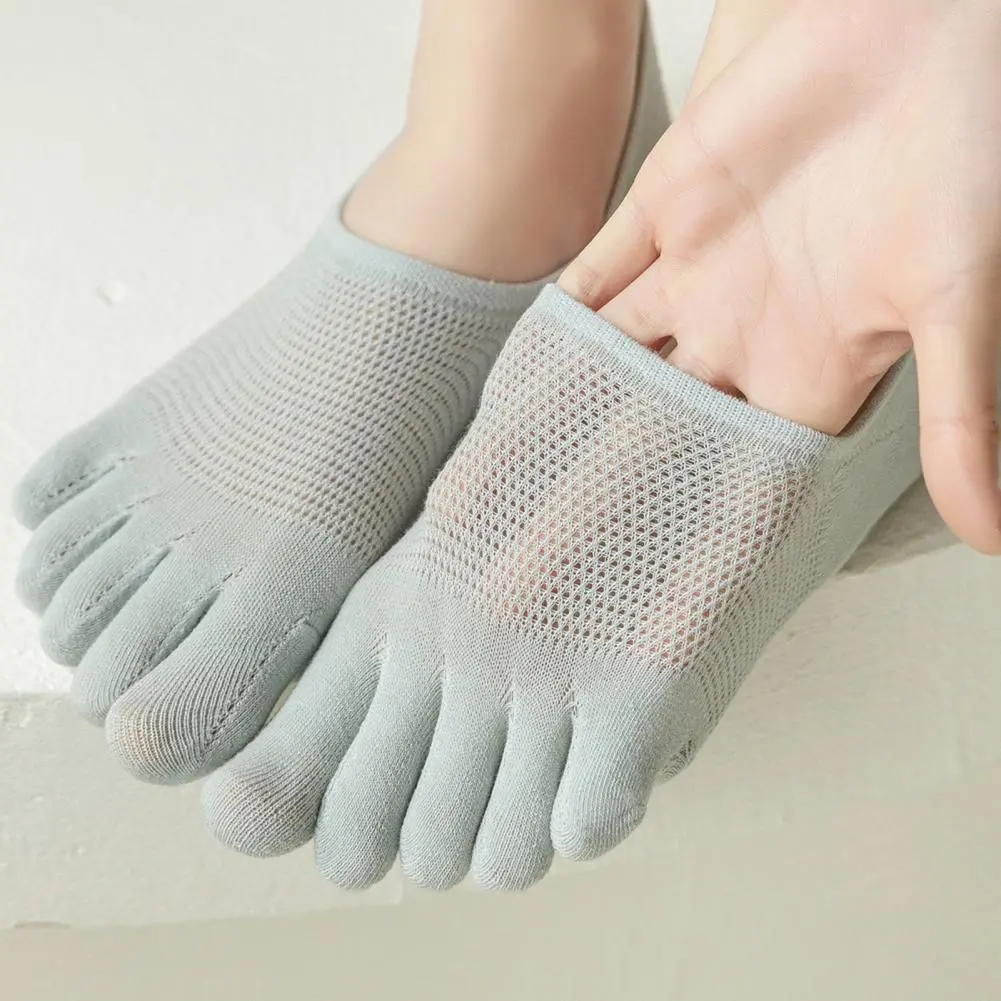 Sweat-absorbent Socks Lightweight Toe Socks Women's Non-slip Breathable Toe Socks Summer Cotton Low Cut No for Sweat-absorption