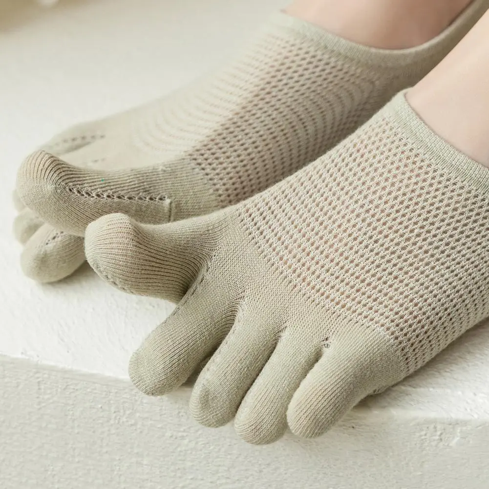 Sweat-absorbent Socks Lightweight Toe Socks Women's Non-slip Breathable Toe Socks Summer Cotton Low Cut No for Sweat-absorption