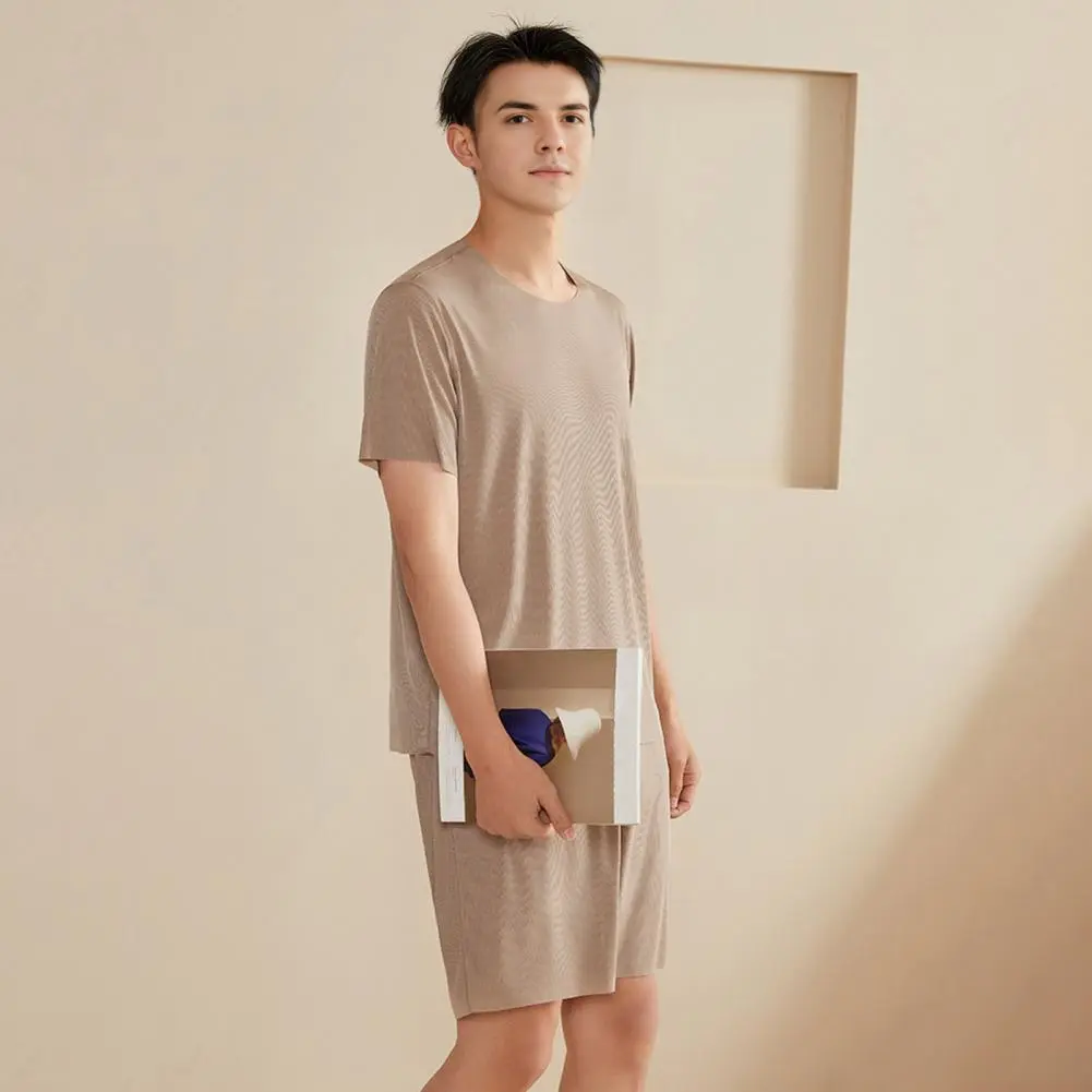 Comfortable Sleepwear Relaxing Pajama Set Men's Pajamas Set 2pcs O-neck Short Sleeve T-shirt Elastic Waist Shorts for Comfort