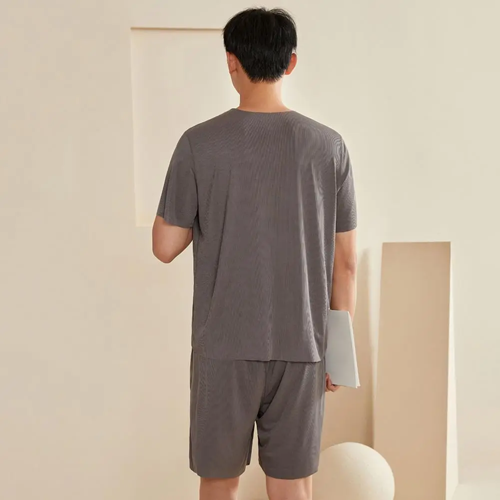 Comfortable Sleepwear Relaxing Pajama Set Men's Pajamas Set 2pcs O-neck Short Sleeve T-shirt Elastic Waist Shorts for Comfort