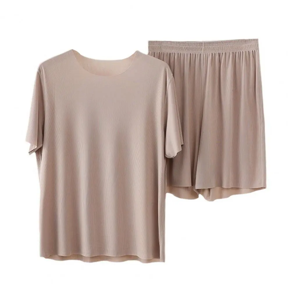 Comfortable Sleepwear Relaxing Pajama Set Men's Pajamas Set 2pcs O-neck Short Sleeve T-shirt Elastic Waist Shorts for Comfort