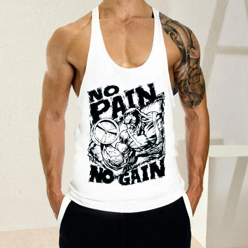 2025 M-3XL Men Summer Vest Sleeveless Slim Fit Hip Hop Letter Print Soft Stretchy U Neck Sweat Absorption Fitness Gym Tank Top