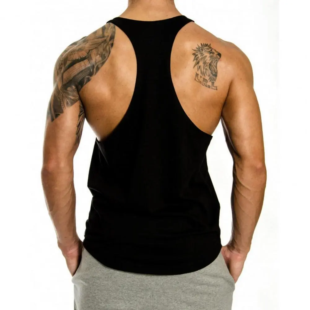 2025 M-3XL Men Summer Vest Sleeveless Slim Fit Hip Hop Letter Print Soft Stretchy U Neck Sweat Absorption Fitness Gym Tank Top