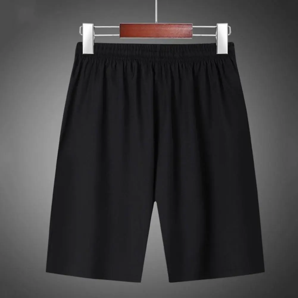 Men Summer Casual Shorts Zipper Pockets Elastic Waist Drawstrings Wide Leg Running Fitness Sport Shorts Loose Beach Short Pants