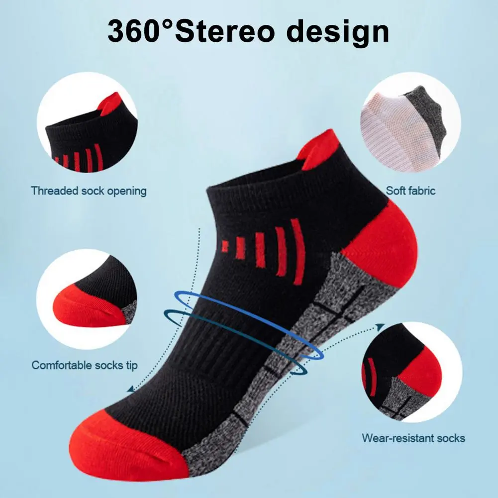 Soft Breathable Socks Contrasting Pattern Socks High Performance Men's Cotton Ankle Socks Bundle Moisture Wicking Athletic