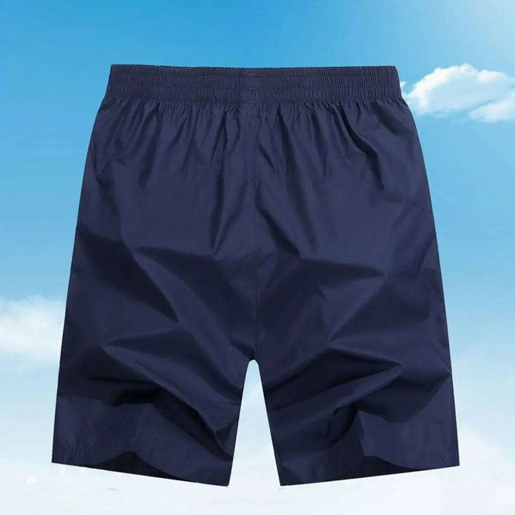 Men Shorts Drawstring Pockets Men Summer Shorts Elastic Waist Sports Wide Leg Loose Jogging Sports Shorts Men Beach Pants