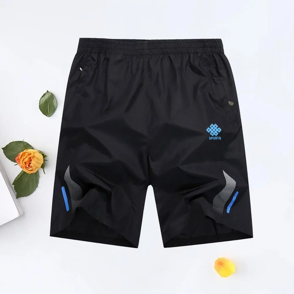 Men Shorts Drawstring Pockets Men Summer Shorts Elastic Waist Sports Wide Leg Loose Jogging Sports Shorts Men Beach Pants