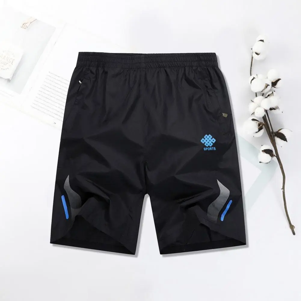 Men Shorts Drawstring Pockets Men Summer Shorts Elastic Waist Sports Wide Leg Loose Jogging Sports Shorts Men Beach Pants