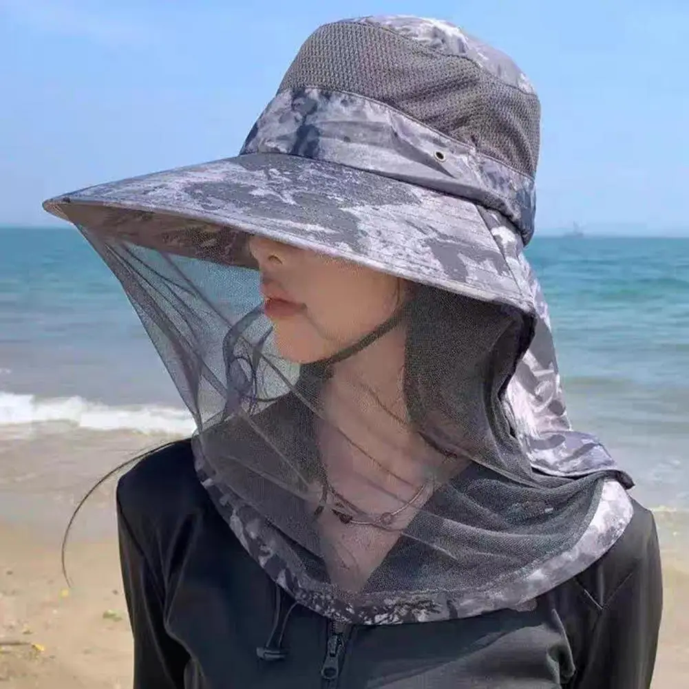 Quick Dry Fishing Cap Fishing Hat Uv Protection Protective Mosquito Net Hat with Wide Brim for Men Women Sun Bucket for Outdoor