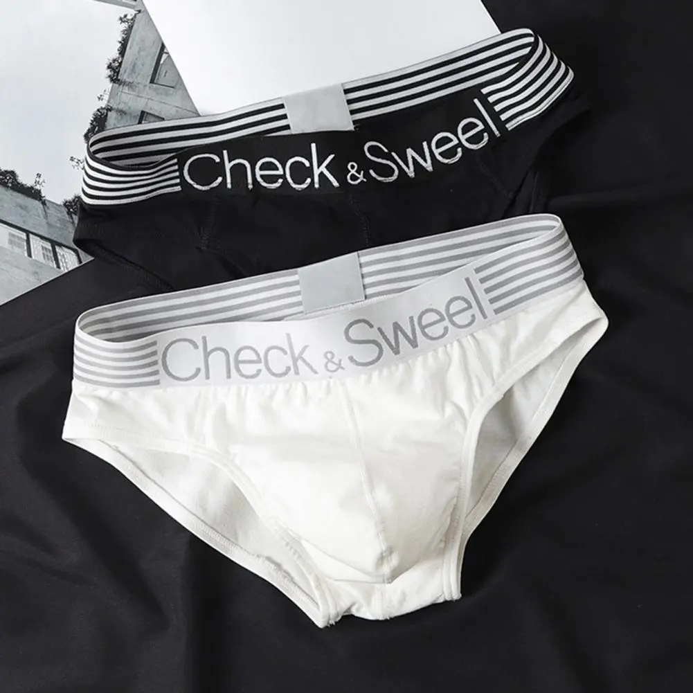 2025 new Men Triangle Underwear Briefs Solid Color Letter Print Shorts Breathable Loose Wide-Brimmed Teen Underpants for Daily W