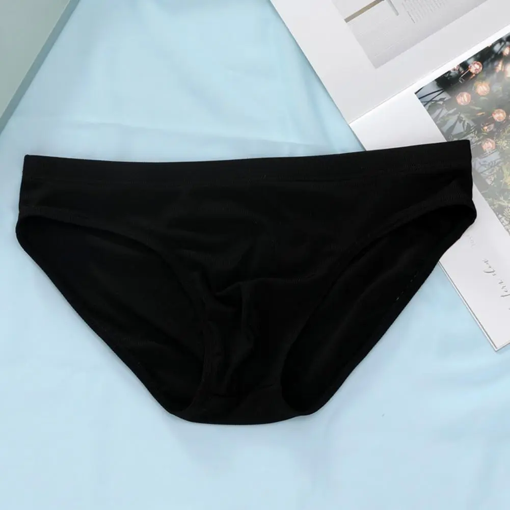 2025 M-3XL Men Briefs Low-rise Elastic Waistband Ice Silk Briefs Solid Color Ice Silk Summer Thin Panties High Elastic Underwear