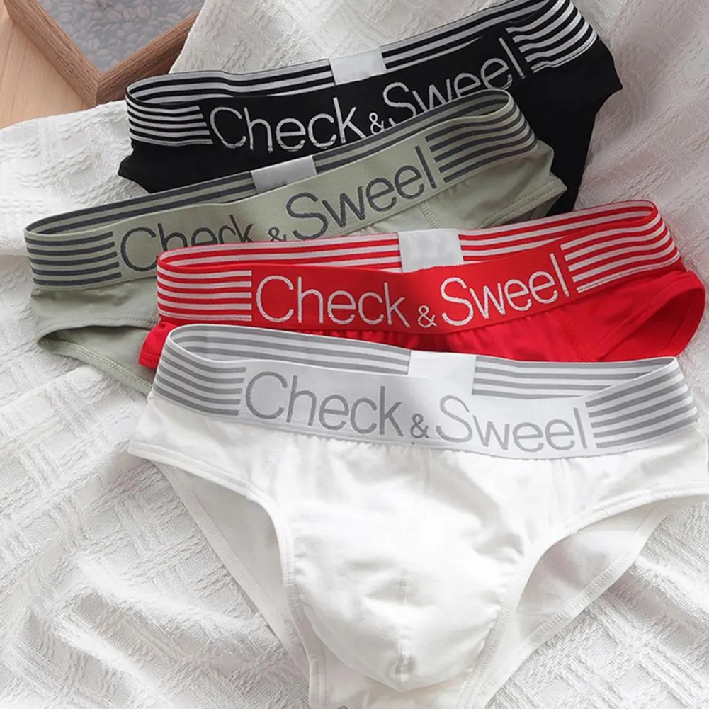 2025 new Men Triangle Underwear Briefs Solid Color Letter Print Shorts Breathable Loose Wide-Brimmed Teen Underpants for Daily W