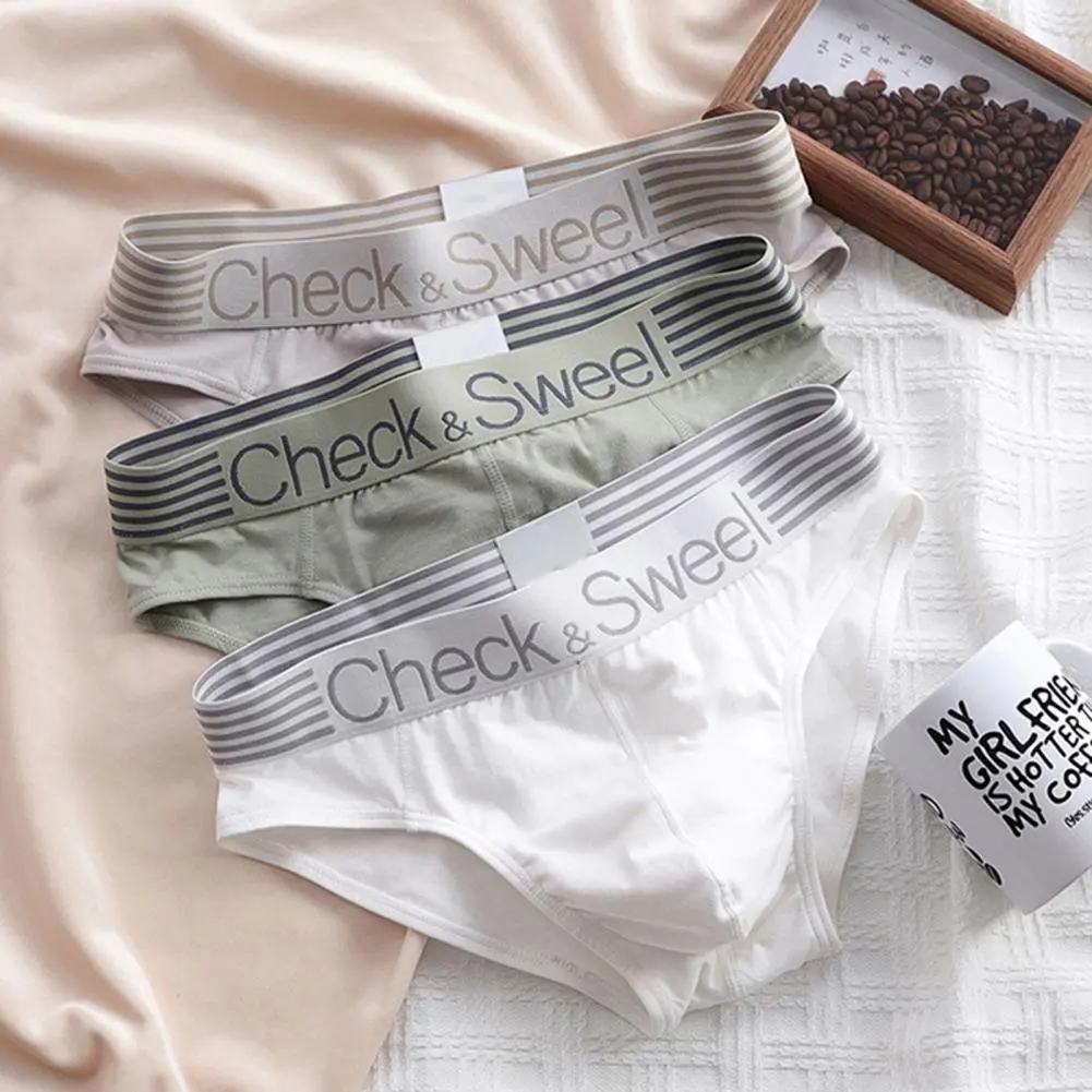2025 new Men Triangle Underwear Briefs Solid Color Letter Print Shorts Breathable Loose Wide-Brimmed Teen Underpants for Daily W