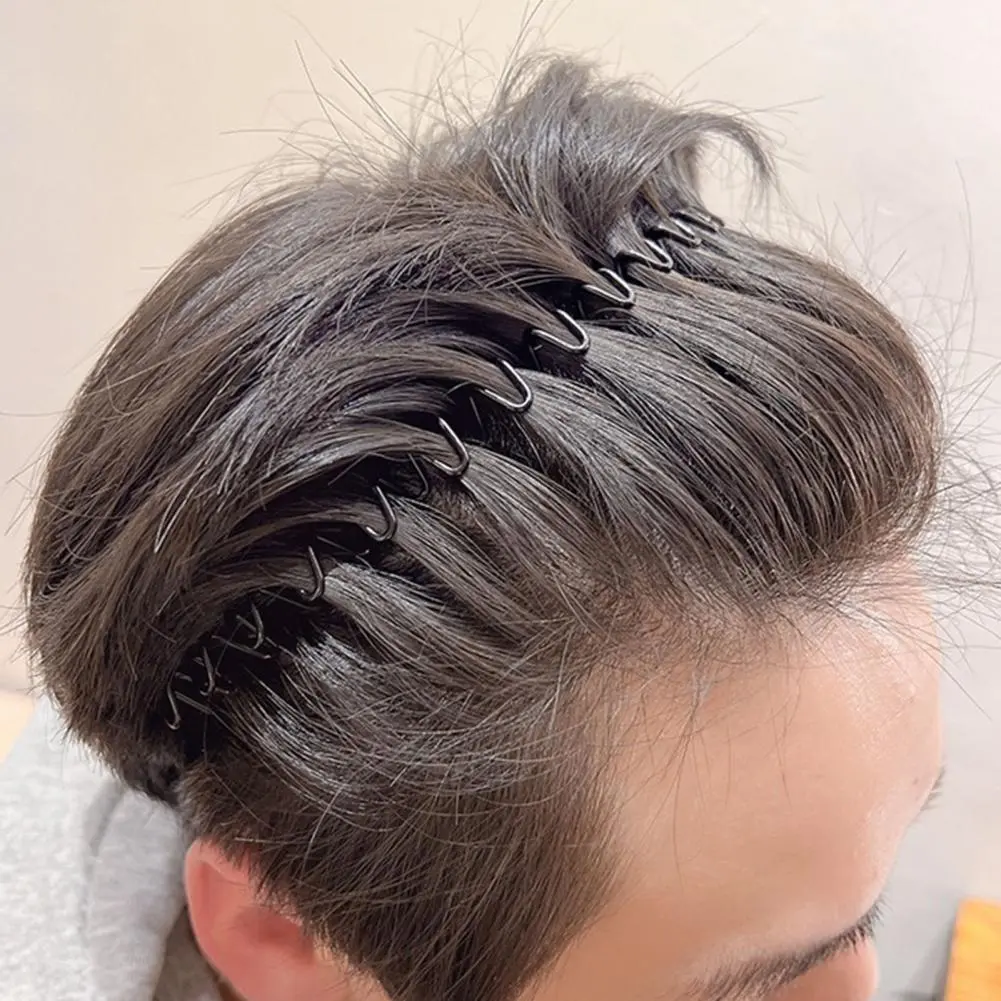 2025 Fashion Metal Hair Band Men Women Unisex Black Wavy Hair Head Hoop Band Sports Headband Hairband Hair Accessories Gift