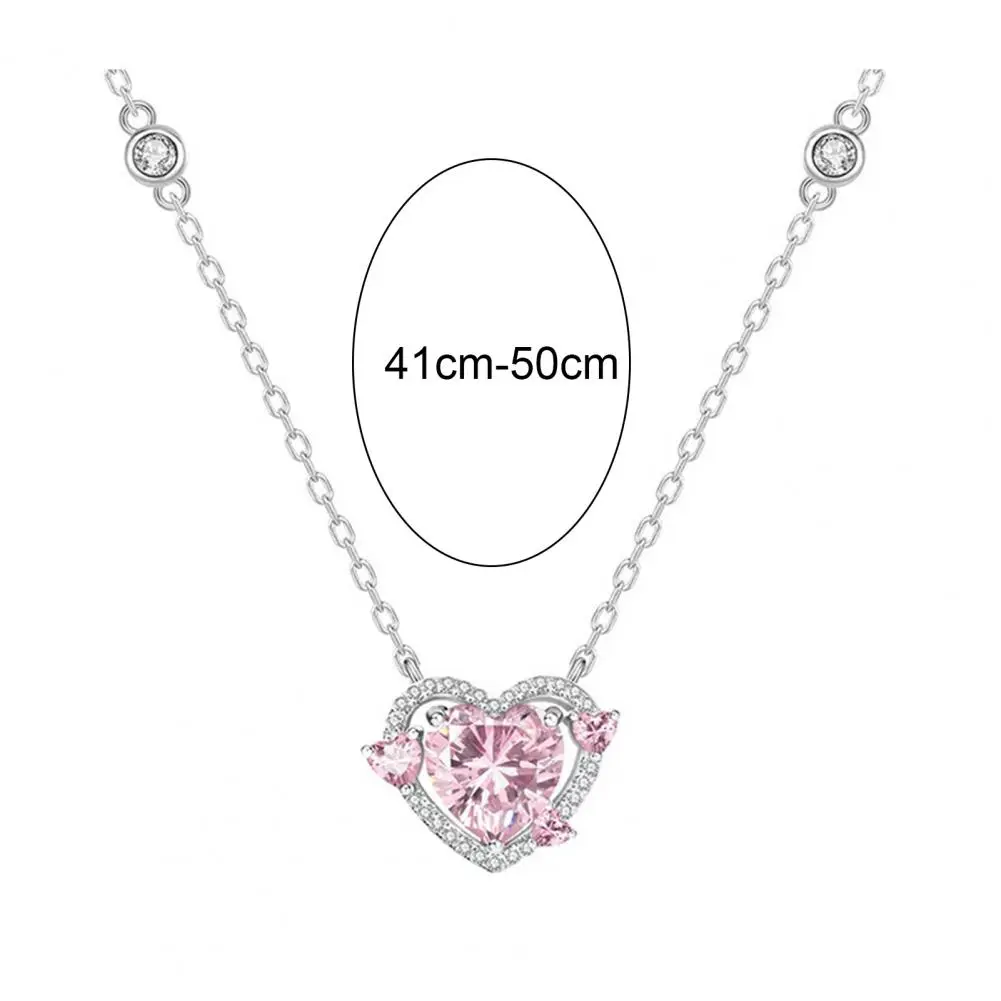 Colorful Crystal Heart Pendant Necklace For Women Trendy Stainless Steel Jewelry Female Wedding Neck Chain Clavical Necklace2025