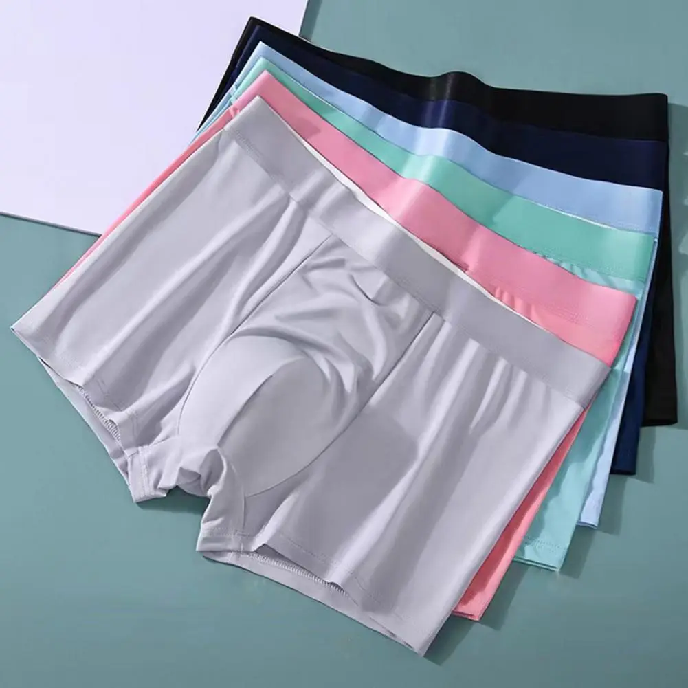 2025 L-3XL Men Underpants Soft Mid Waist Elastic Seamless Anti-septic Moisture-wicking U Convex Pounch Men Boxers Sexy Underwear