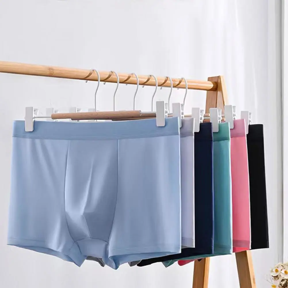 2025 L-3XL Men Underpants Soft Mid Waist Elastic Seamless Anti-septic Moisture-wicking U Convex Pounch Men Boxers Sexy Underwear