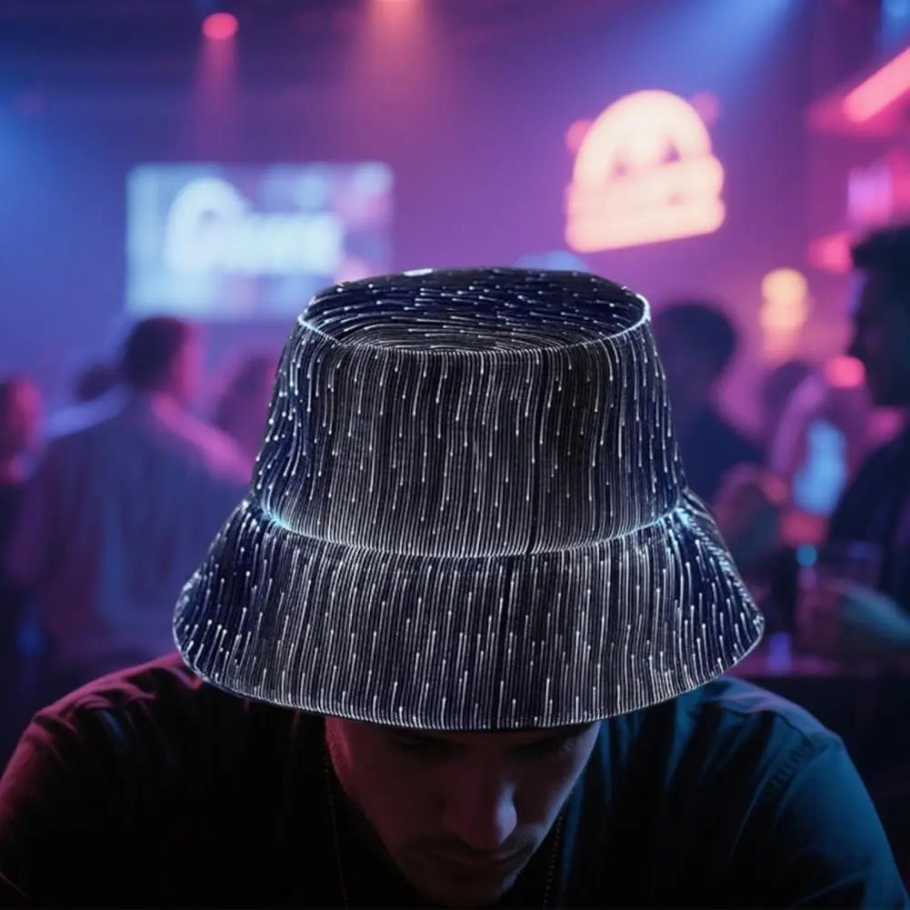 Festival Light-up Headwear Glow Party Hat Glowing Led Fisherman Hat for Raves Festivals Neon Bucket Cap with 7 Colors for Edm