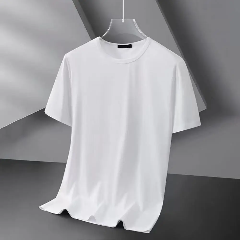 2025 M-3XL Unisex Men T-shirt Pure Color O Neck Short Sleeves Mid Length Pullover Casual Sport T-shirt Running T-Shirts