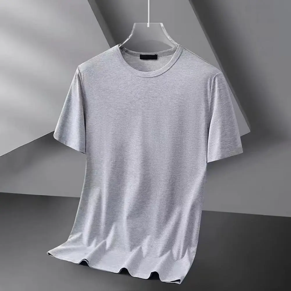 2025 M-3XL Unisex Men T-shirt Pure Color O Neck Short Sleeves Mid Length Pullover Casual Sport T-shirt Running T-Shirts