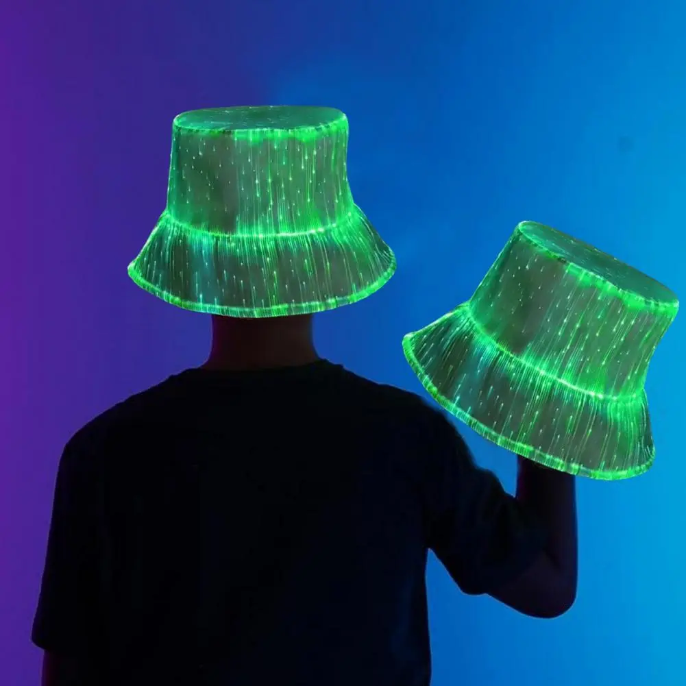Festival Light-up Headwear Glow Party Hat Glowing Led Fisherman Hat for Raves Festivals Neon Bucket Cap with 7 Colors for Edm