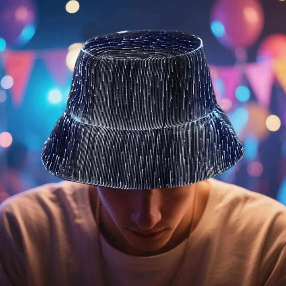 Festival Light-up Headwear Glow Party Hat Glowing Led Fisherman Hat for Raves Festivals Neon Bucket Cap with 7 Colors for Edm