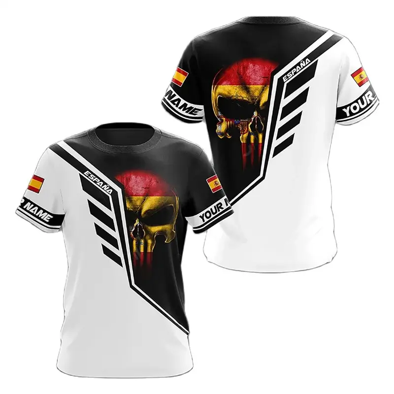 SPAIN Spain National Emblem Print 3D Men's T-shirts O-neck Short-sleeved Tops Fashion Oversized Loose Men Clothing Ropa Hombre