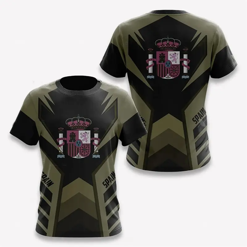 SPAIN Spain National Emblem Print 3D Men's T-shirts O-neck Short-sleeved Tops Fashion Oversized Loose Men Clothing Ropa Hombre